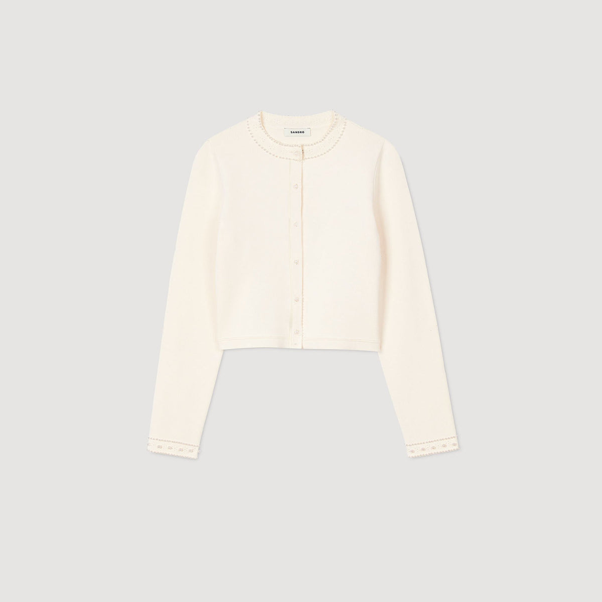 Sandro Cropped cardigan with pearl buttons