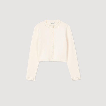 Sandro Cropped cardigan with pearl buttons