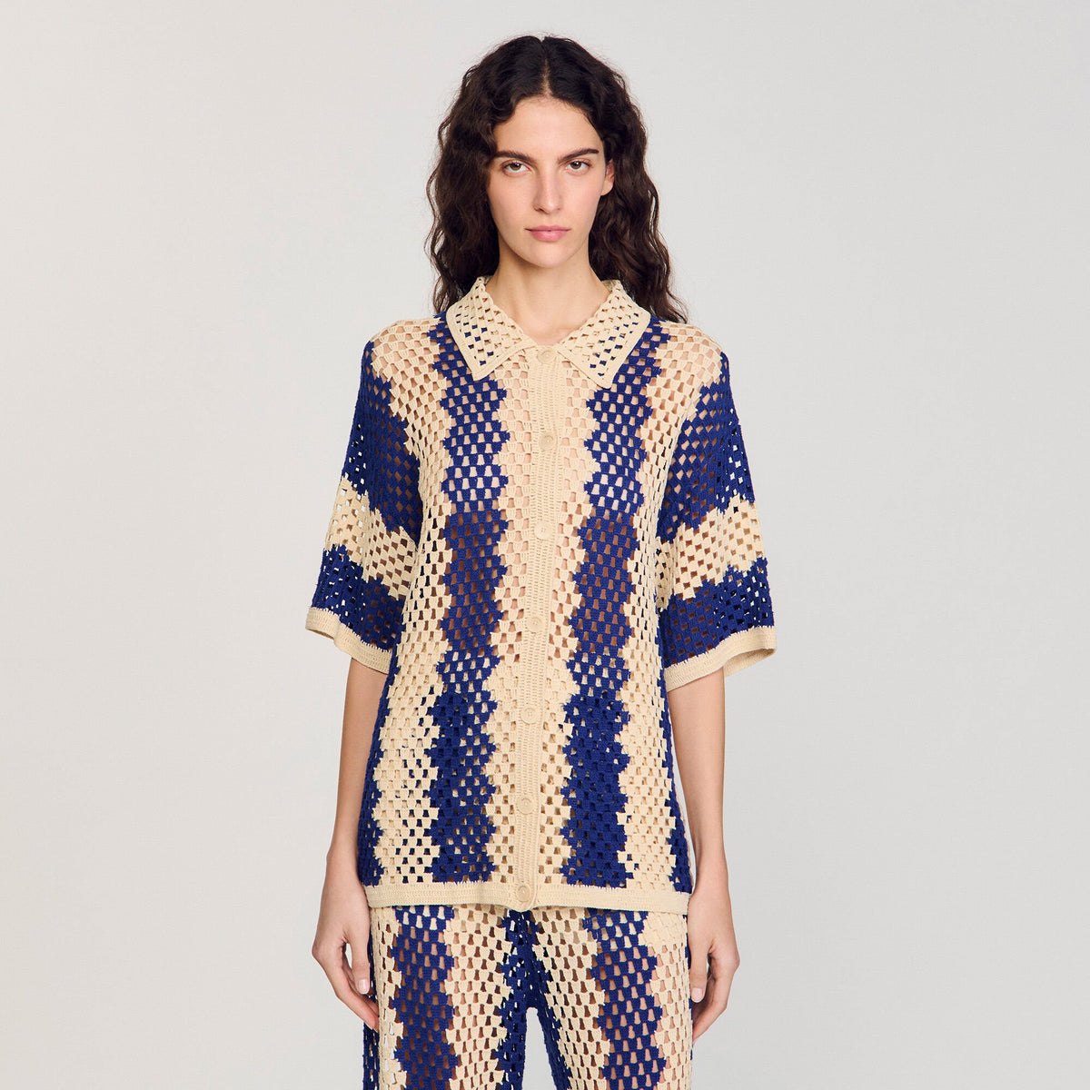 Sandro Two-tone knit cardigan