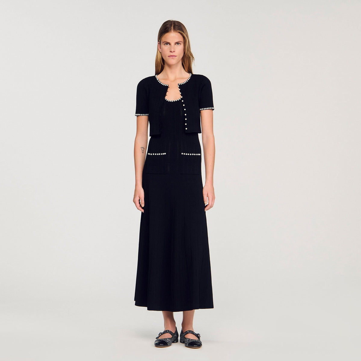 Sandro Cropped beaded cardigan