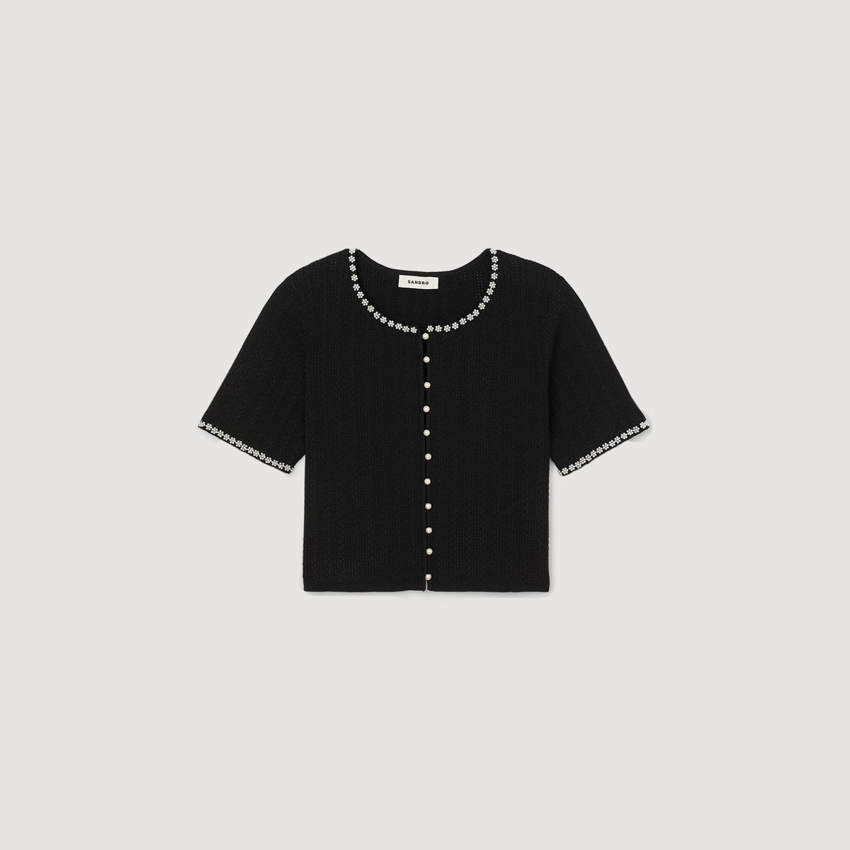 Sandro Cropped beaded cardigan
