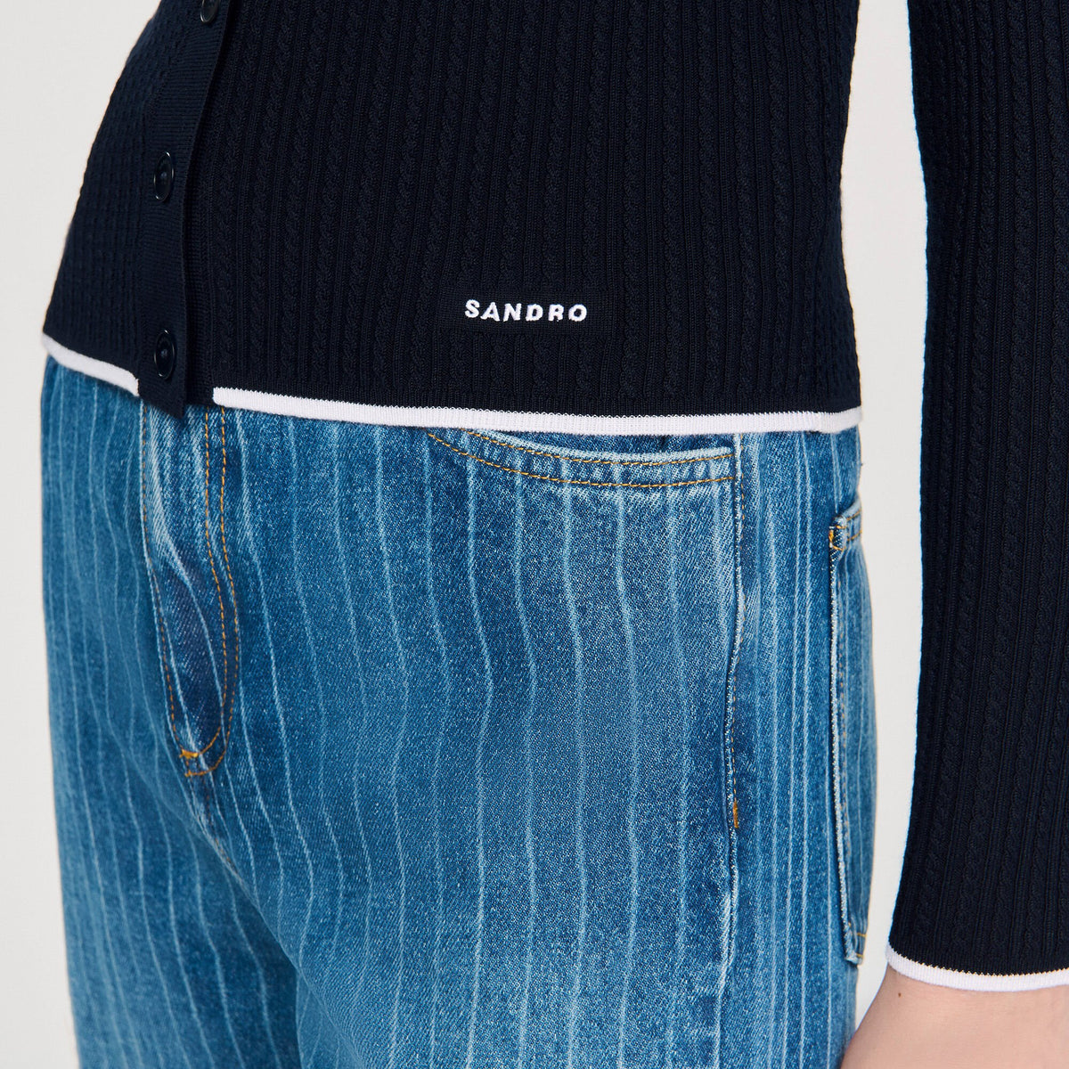 Sandro Cropped polo collar cardigan