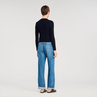 Sandro Cropped polo collar cardigan