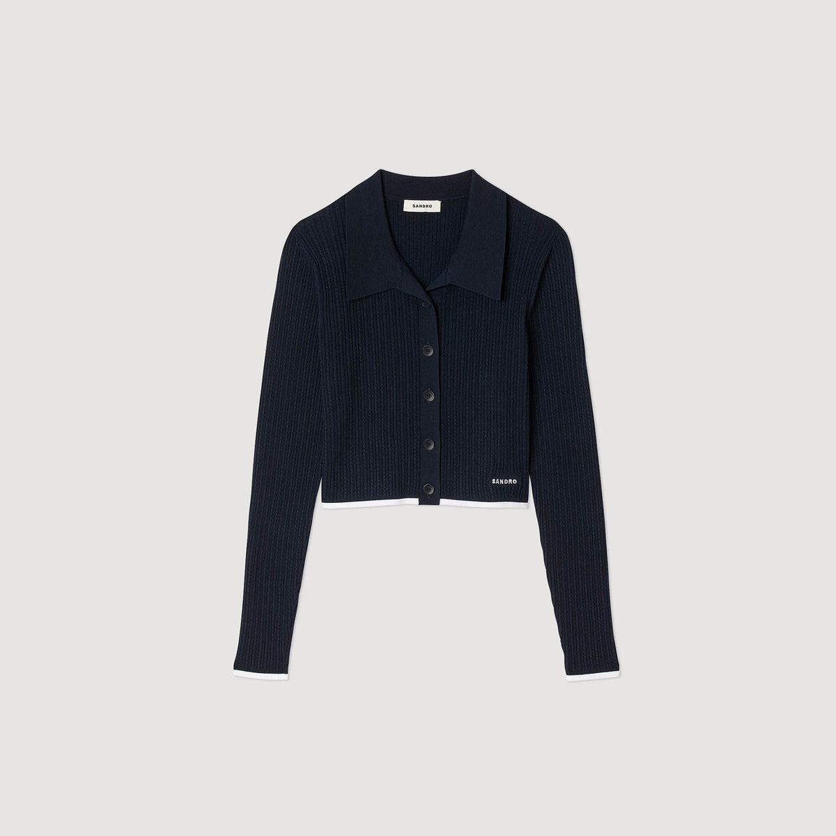 Sandro Cropped polo collar cardigan