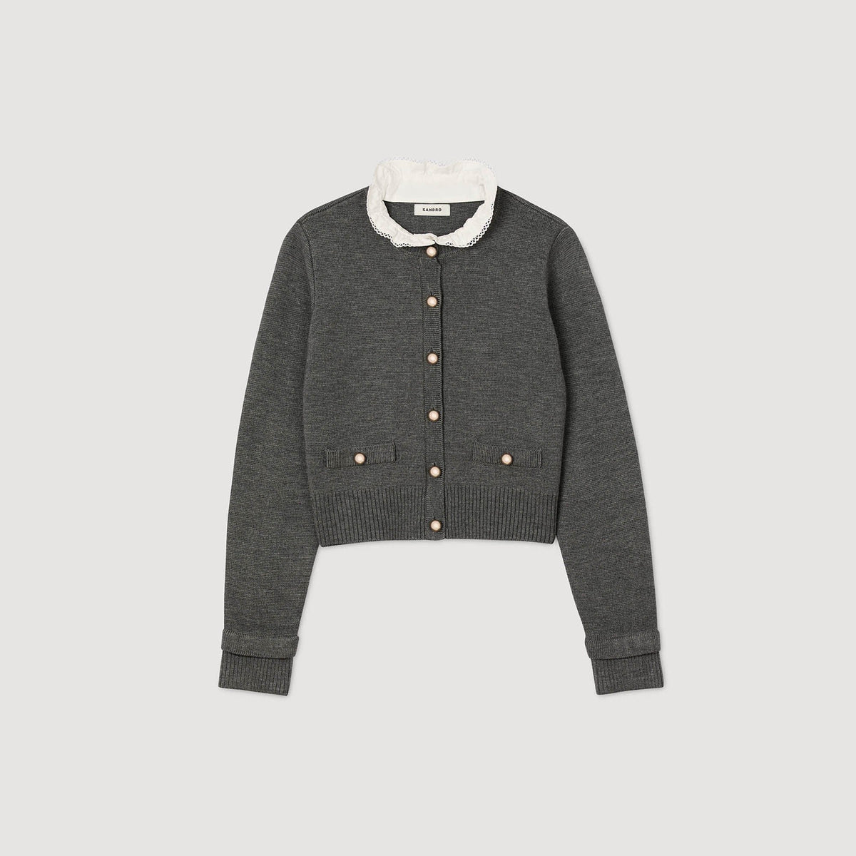 Sandro Cardigan with detachable ruffle collar