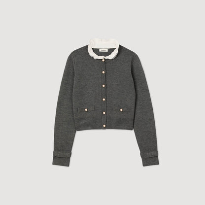 Sandro Cardigan with detachable ruffle collar
