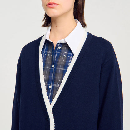 Sandro Long two-tone cardigan