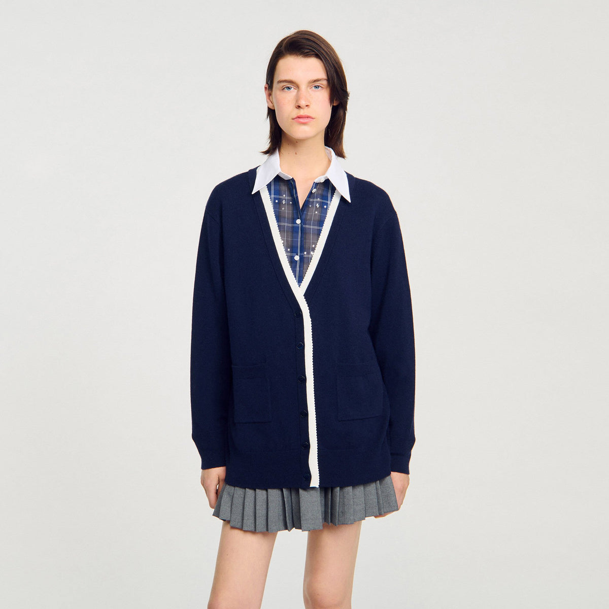 Sandro Long two-tone cardigan