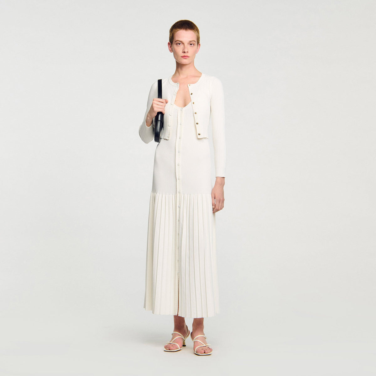 Sandro Cropped rib knit cardigan