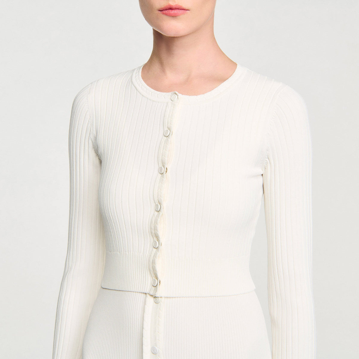 Sandro Cropped rib knit cardigan