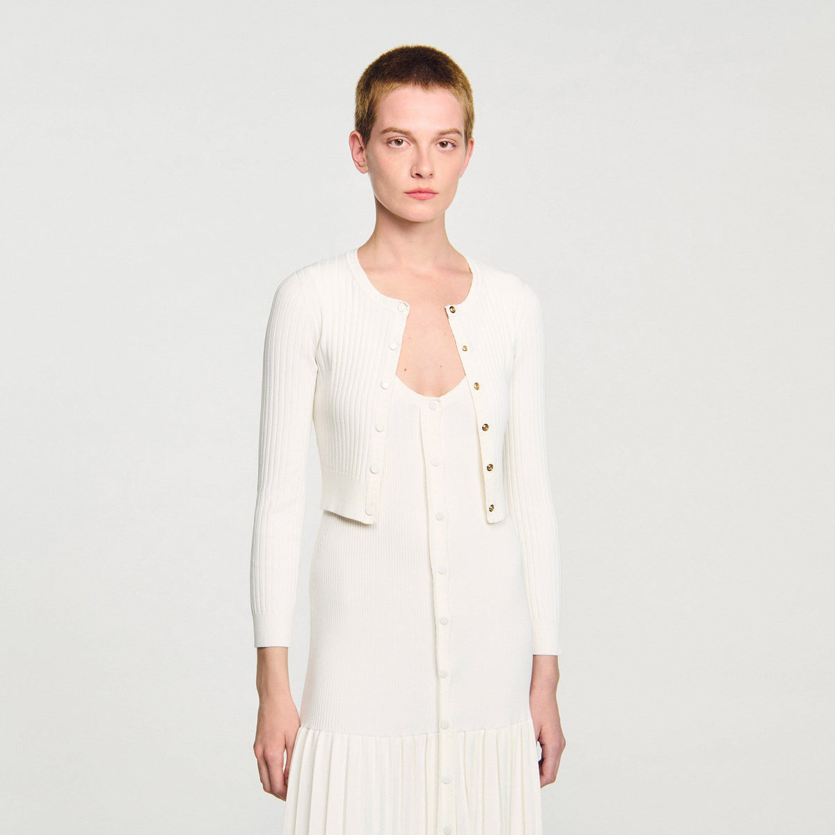 Sandro Cropped rib knit cardigan