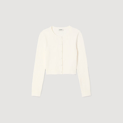 Sandro Cropped rib knit cardigan
