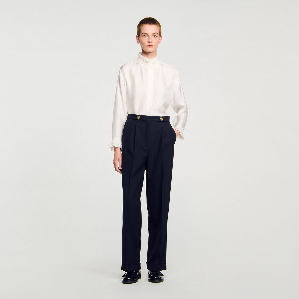 Sandro Silk shirt with gathered collar