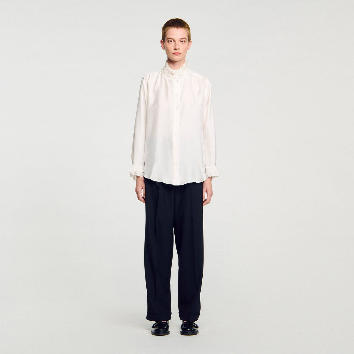 Sandro Silk shirt with gathered collar