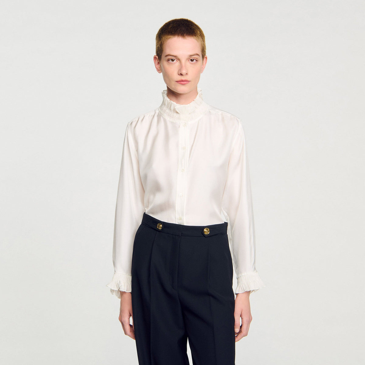 Sandro Silk shirt with gathered collar
