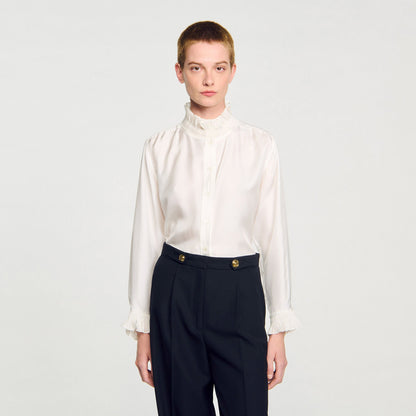 Sandro Silk shirt with gathered collar