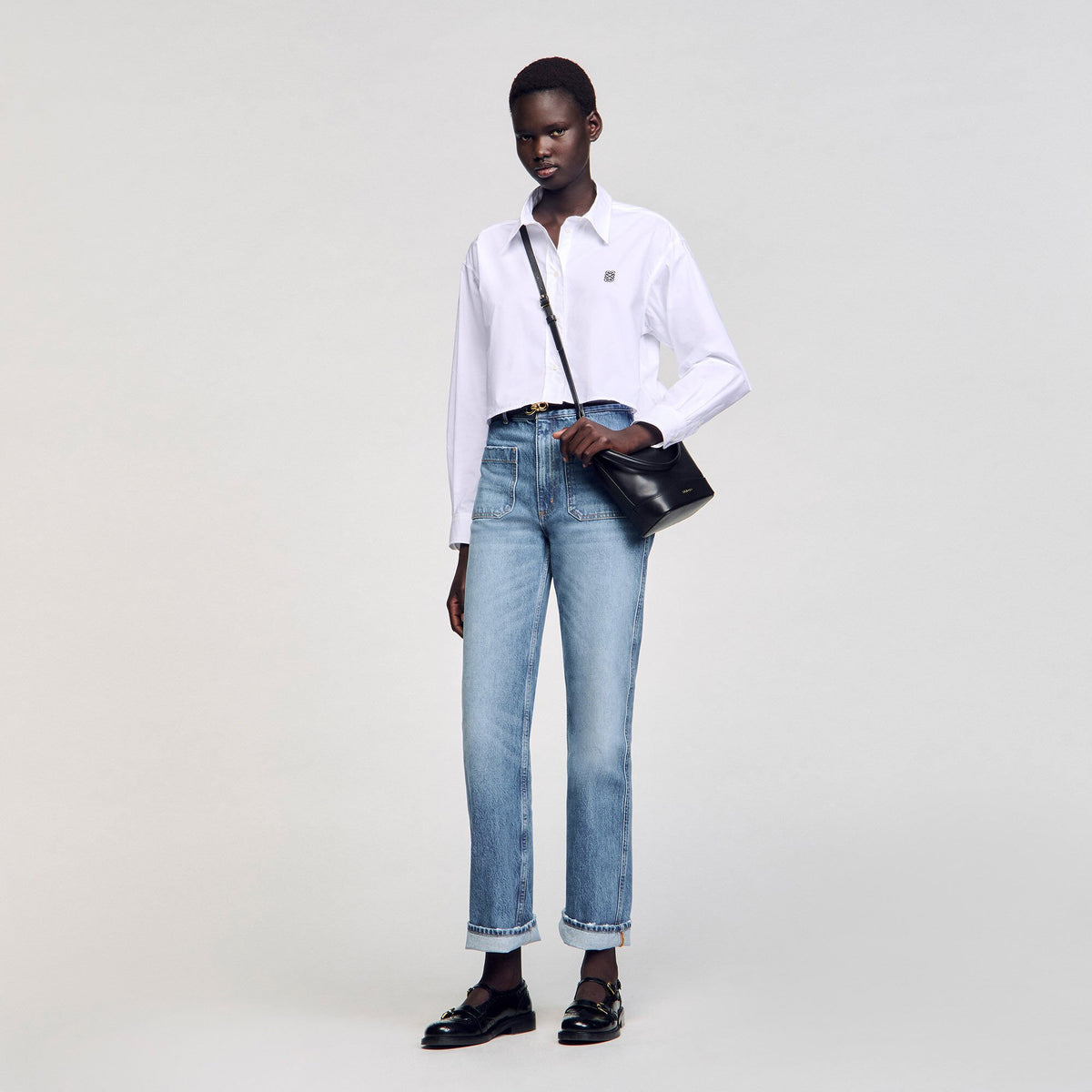 Sandro Cropped poplin shirt