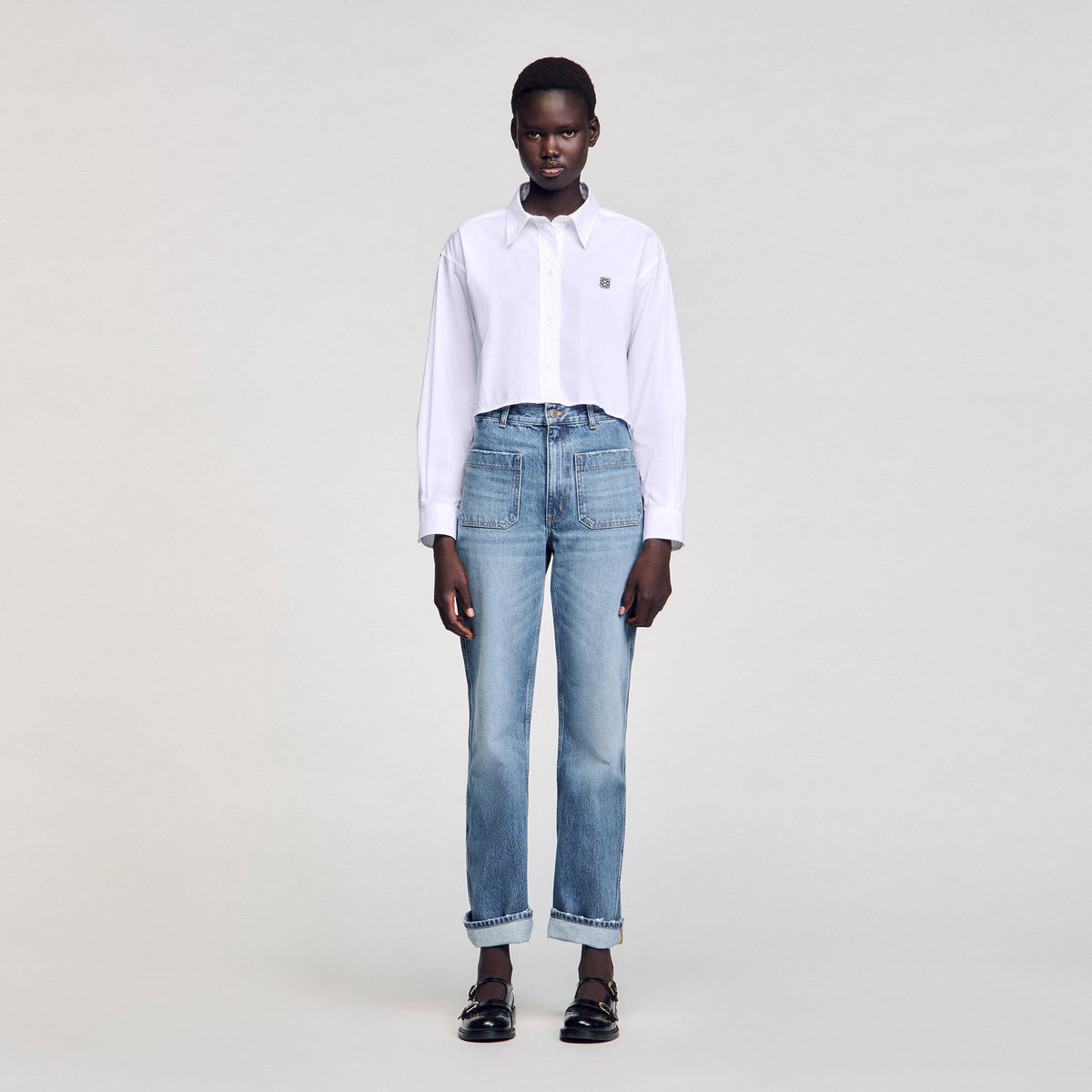 Sandro Cropped poplin shirt