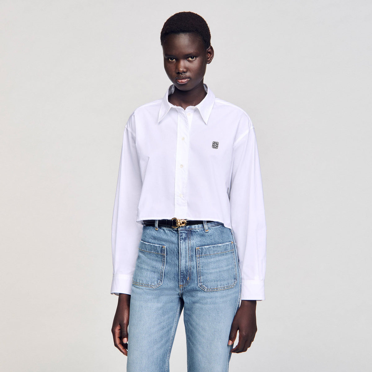 Sandro Cropped poplin shirt