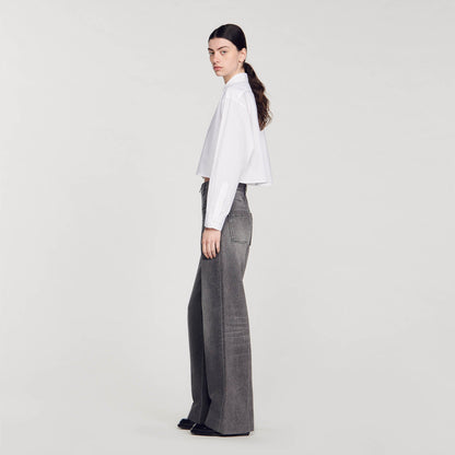 Sandro Cropped poplin shirt