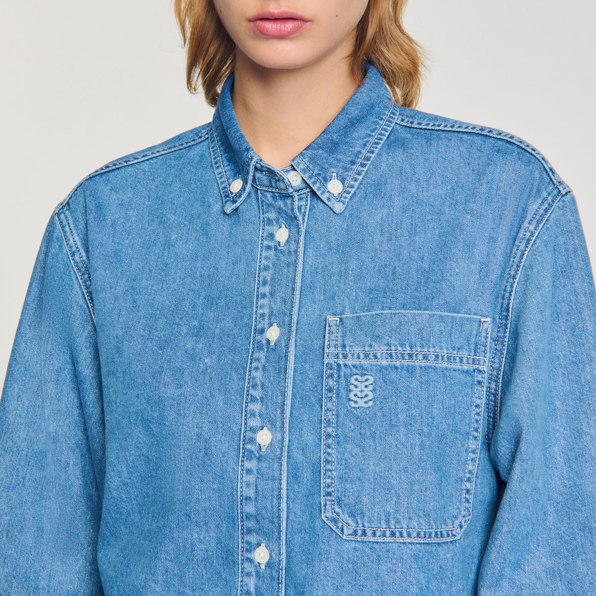 Sandro Denim cropped shirt