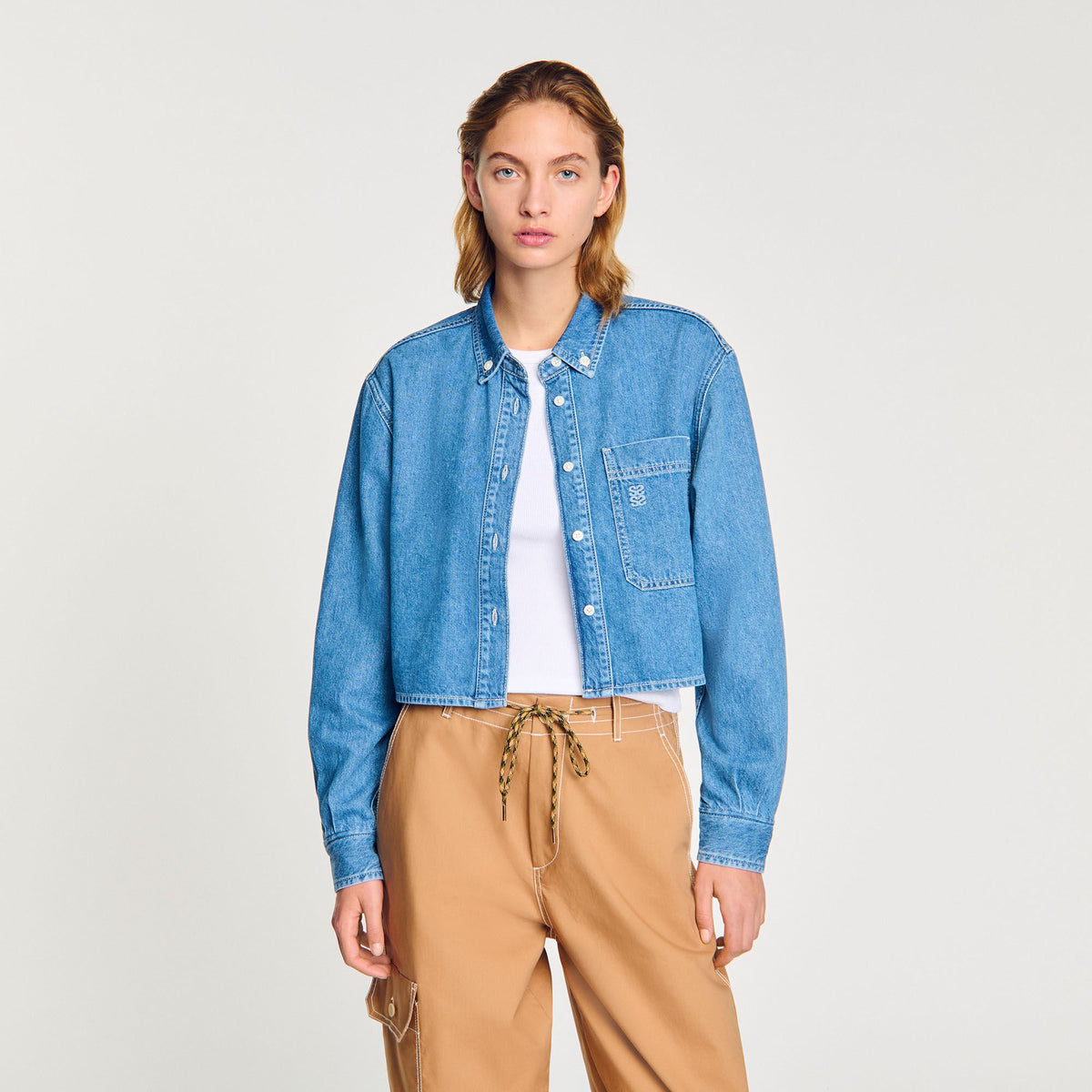 Sandro Denim cropped shirt