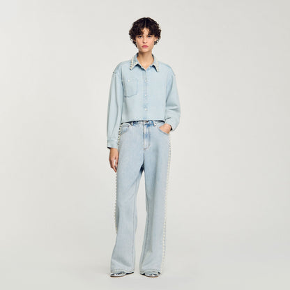 Sandro Denim shirt with beaded collar