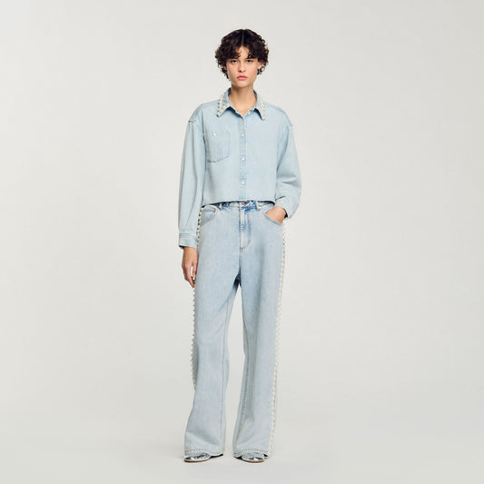 Sandro Denim shirt with beaded collar