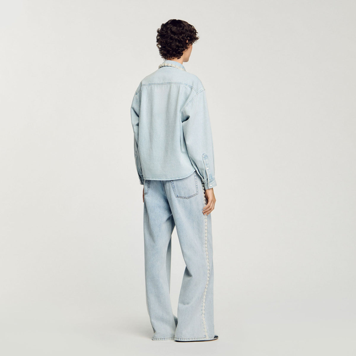 Sandro Denim shirt with beaded collar