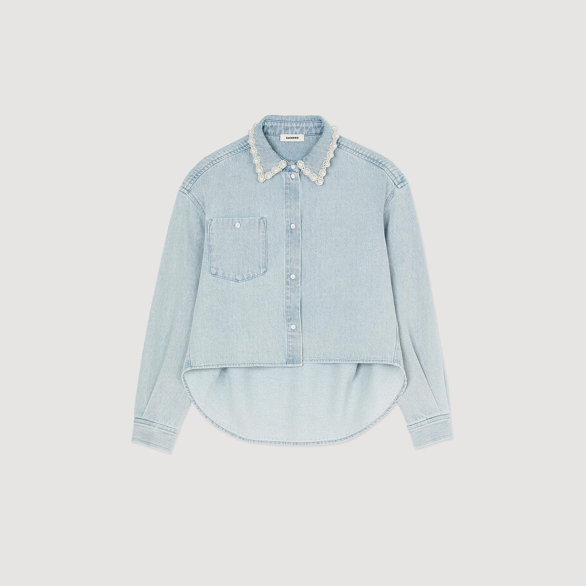 Sandro Denim shirt with beaded collar