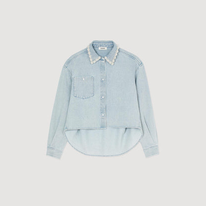 Sandro Denim shirt with beaded collar