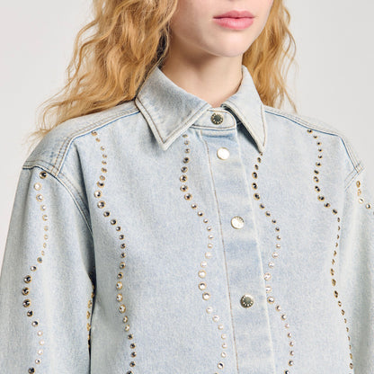 Sandro Denim shirt with rhinestones