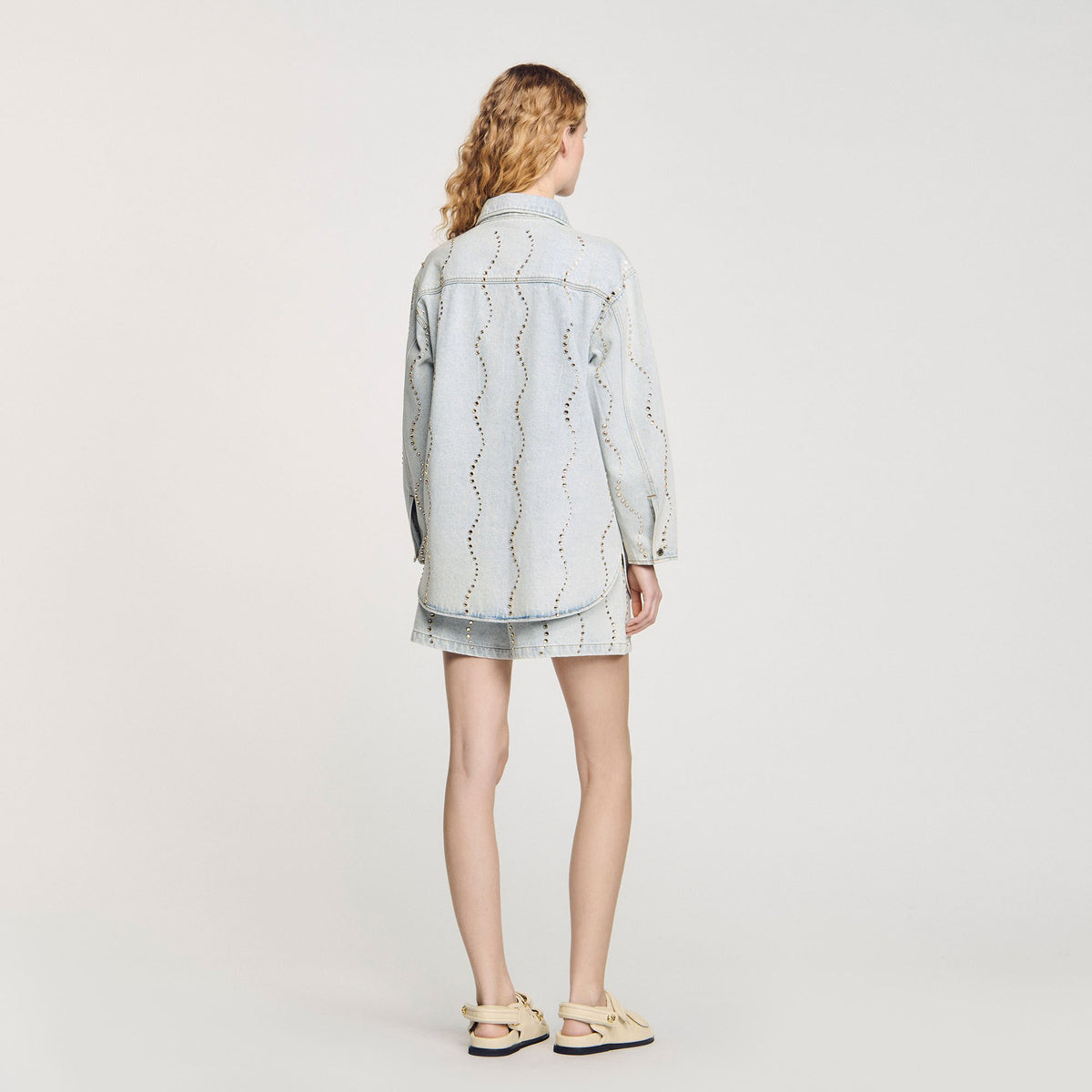 Sandro Denim shirt with rhinestones