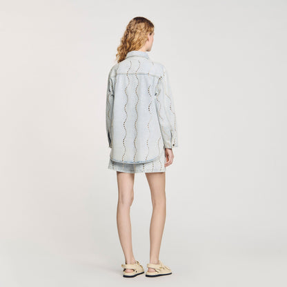 Sandro Denim shirt with rhinestones