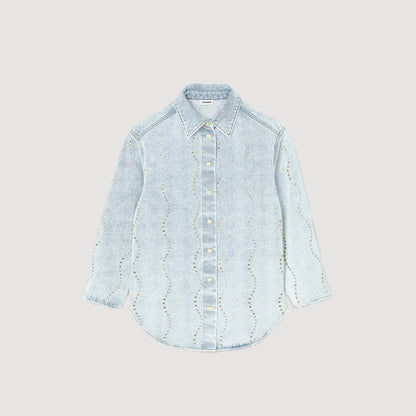 Sandro Denim shirt with rhinestones