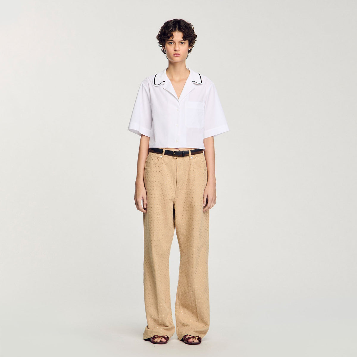 Sandro Crochet collar shirt