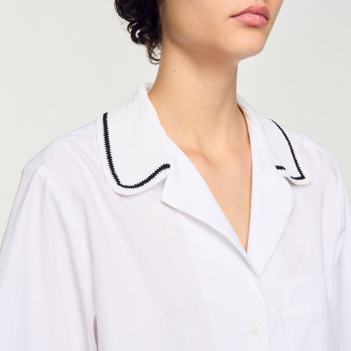 Sandro Crochet collar shirt