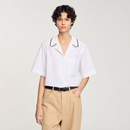 Sandro Crochet collar shirt