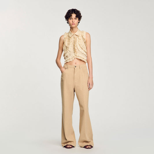 Sandro Ruffled cropped shirt