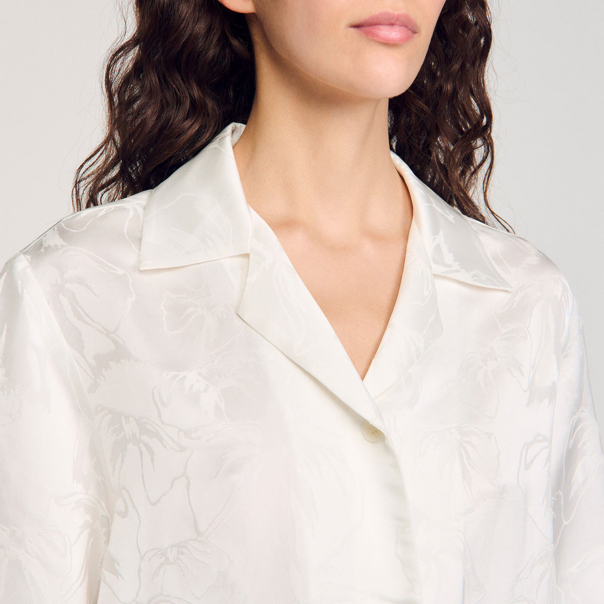 Sandro Cropped shirt with jacquard flowers