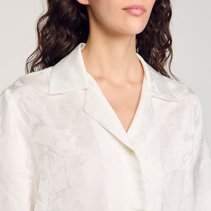 Sandro Cropped shirt with jacquard flowers