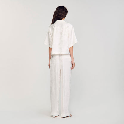 Sandro Cropped shirt with jacquard flowers