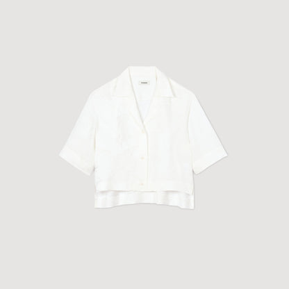 Sandro Cropped shirt with jacquard flowers