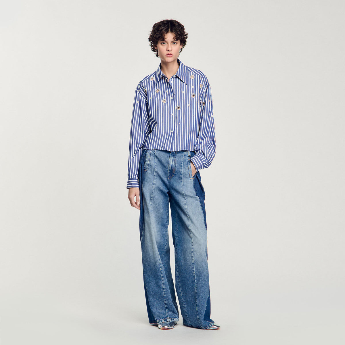 Sandro Beaded striped shirt