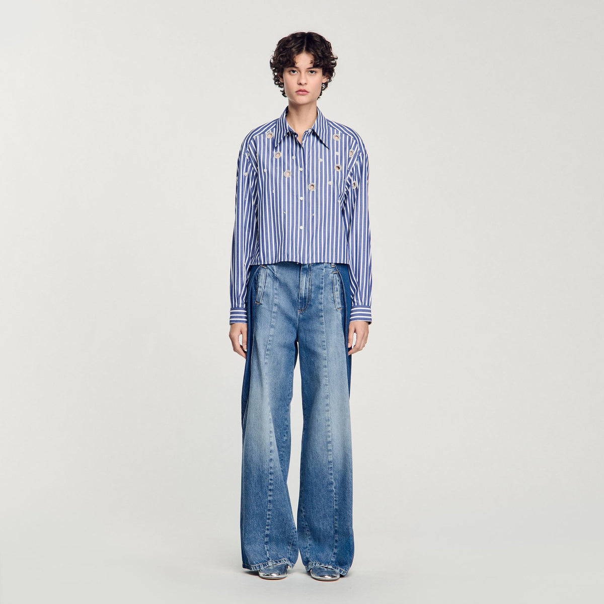 Sandro Beaded striped shirt