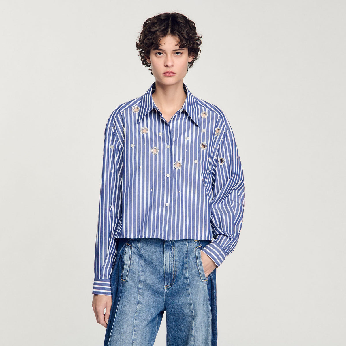 Sandro Beaded striped shirt