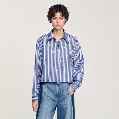 Sandro Beaded striped shirt