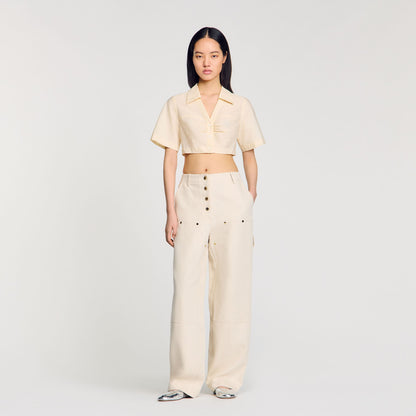 Sandro Cropped gathered shirt