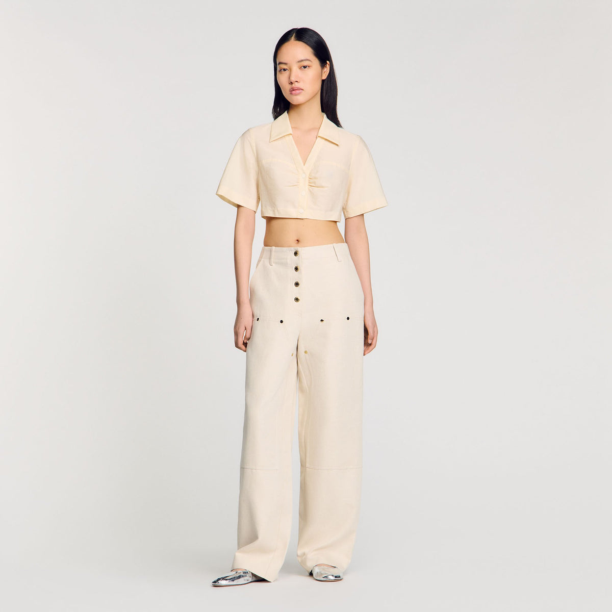 Sandro Cropped gathered shirt