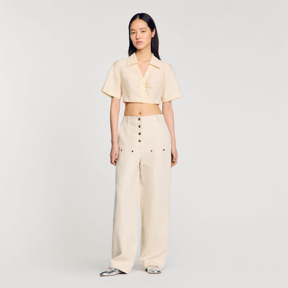 Sandro Cropped gathered shirt
